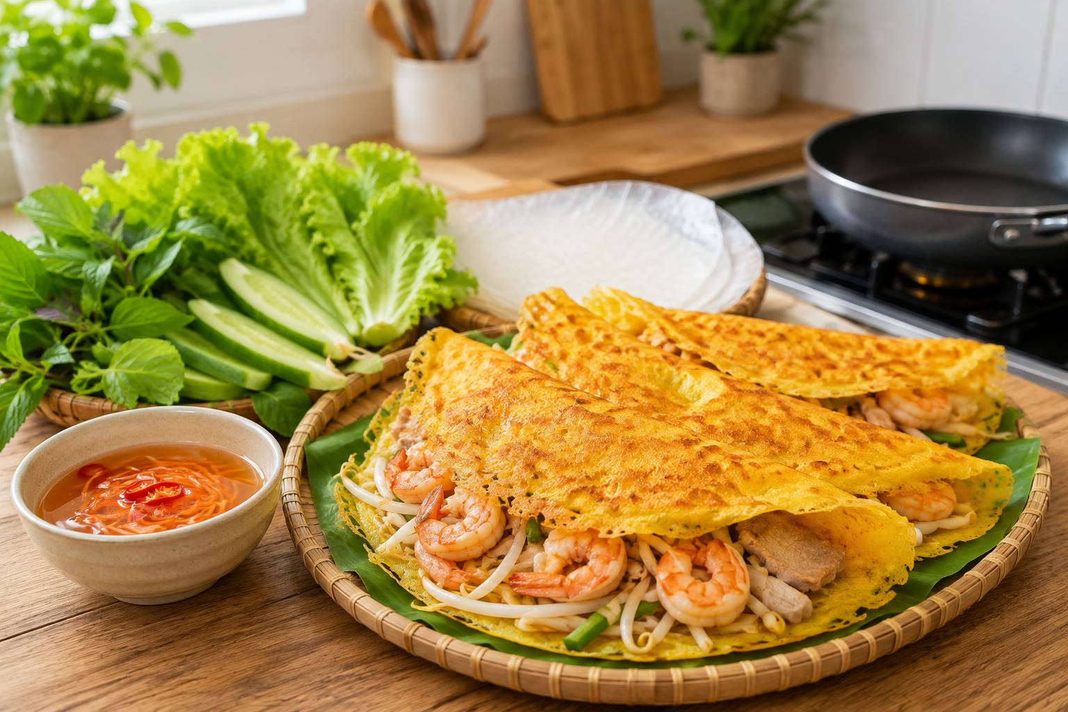 B&aacute;nh X&egrave;o Miền Trung: C&aacute;ch L&agrave;m Gi&ograve;n V&agrave; Gọn Bếp Tại Nh&agrave;