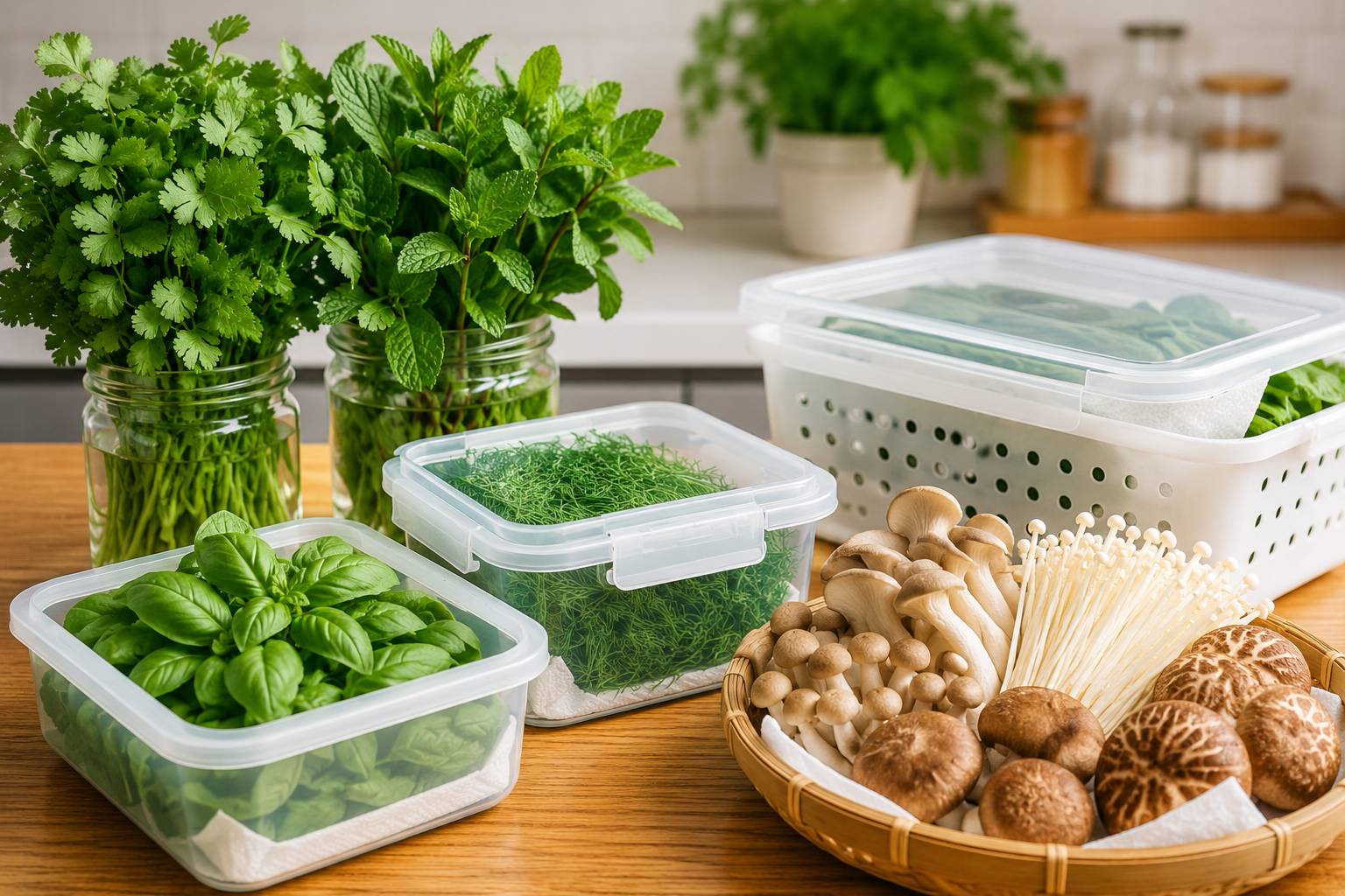 Bảo Quản Rau Thơm V&agrave; Nấm M&ugrave;a N&oacute;ng Đ&uacute;ng C&aacute;ch
