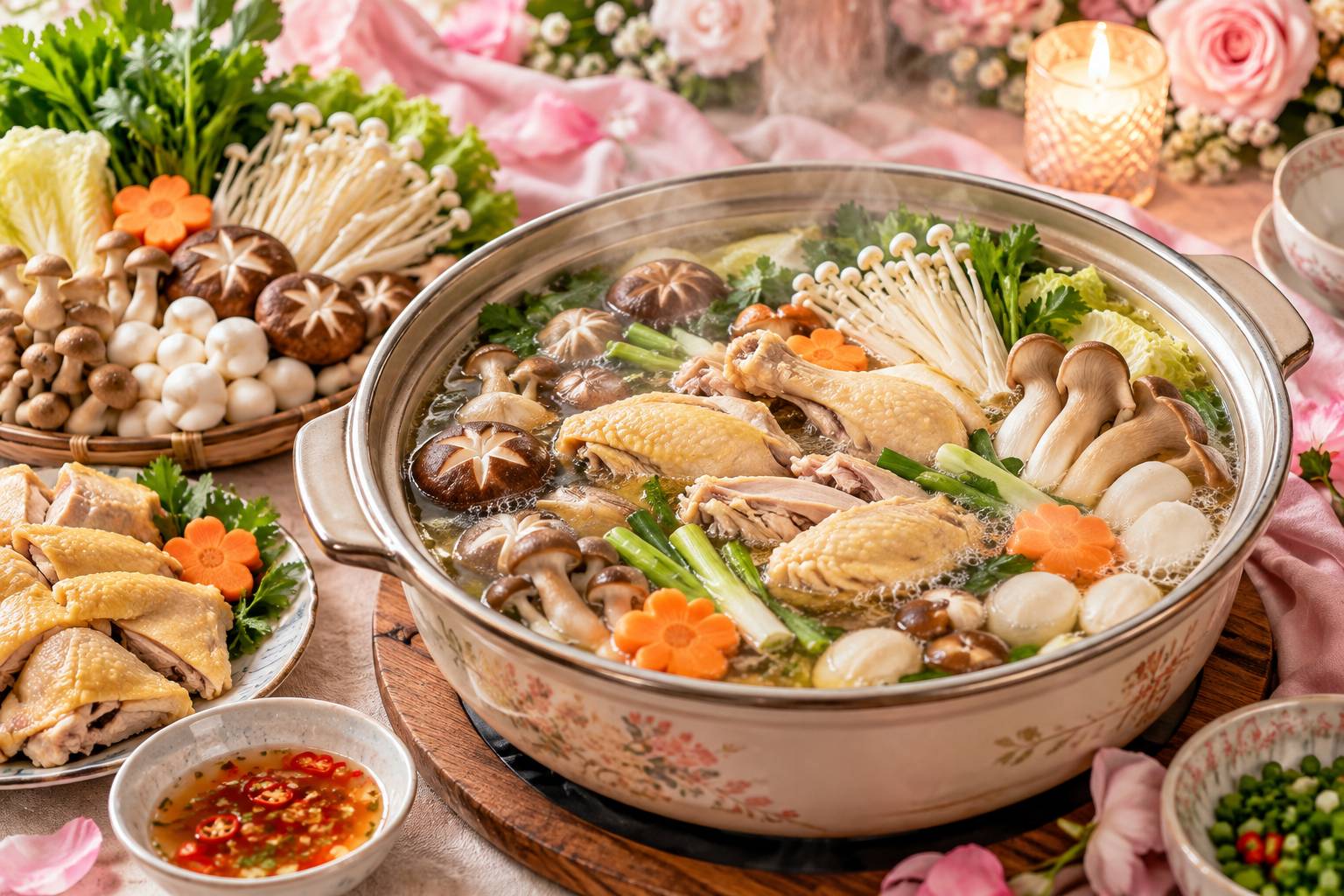 Lẩu Nấm G&agrave; Dịp 20/10: C&ocirc;ng Thức Ngọt Thanh, Dễ Chuẩn Bị