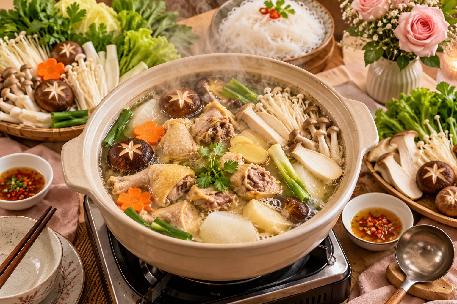 Hương vị thơm ngon khó cưỡng từ lẩu nấm gà dịp 20/10 sẽ khiến ngày lễ kỷ niệm của gia đình bạn trở nên trọn vẹn hơn