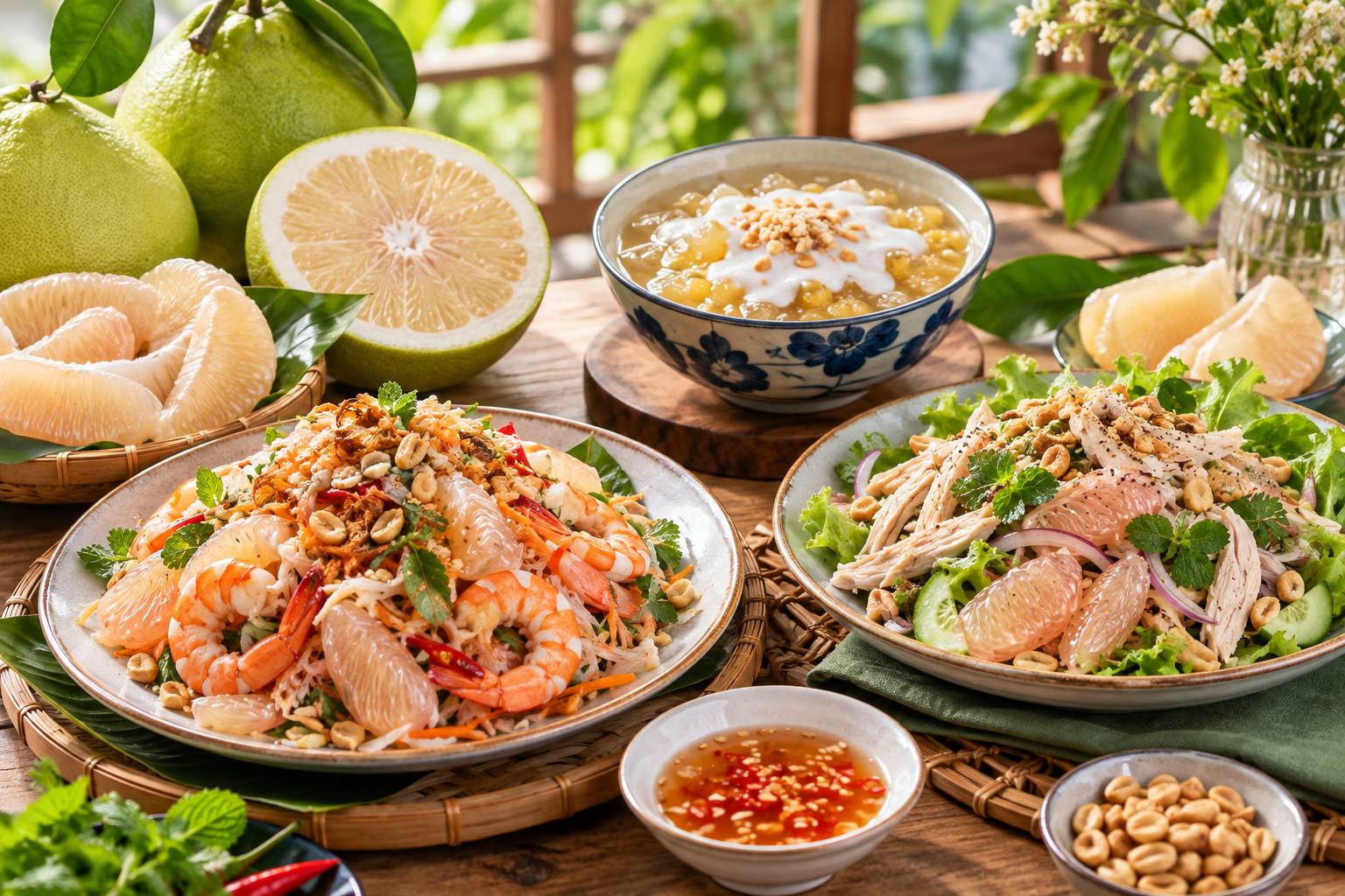 Các món ăn thơm ngon bổ dưỡng từ bưởi Phúc Trạch 