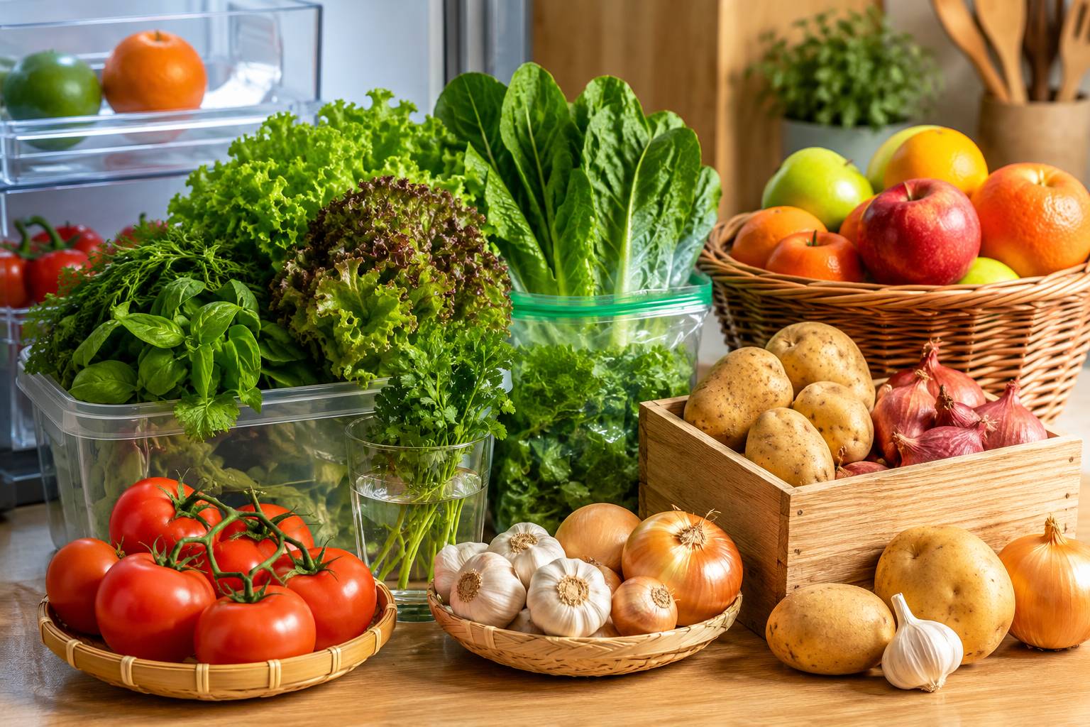 Bảo quản rau, củ và trái cây trong tủ lạnh để giữ độ tươi và dinh dưỡng 