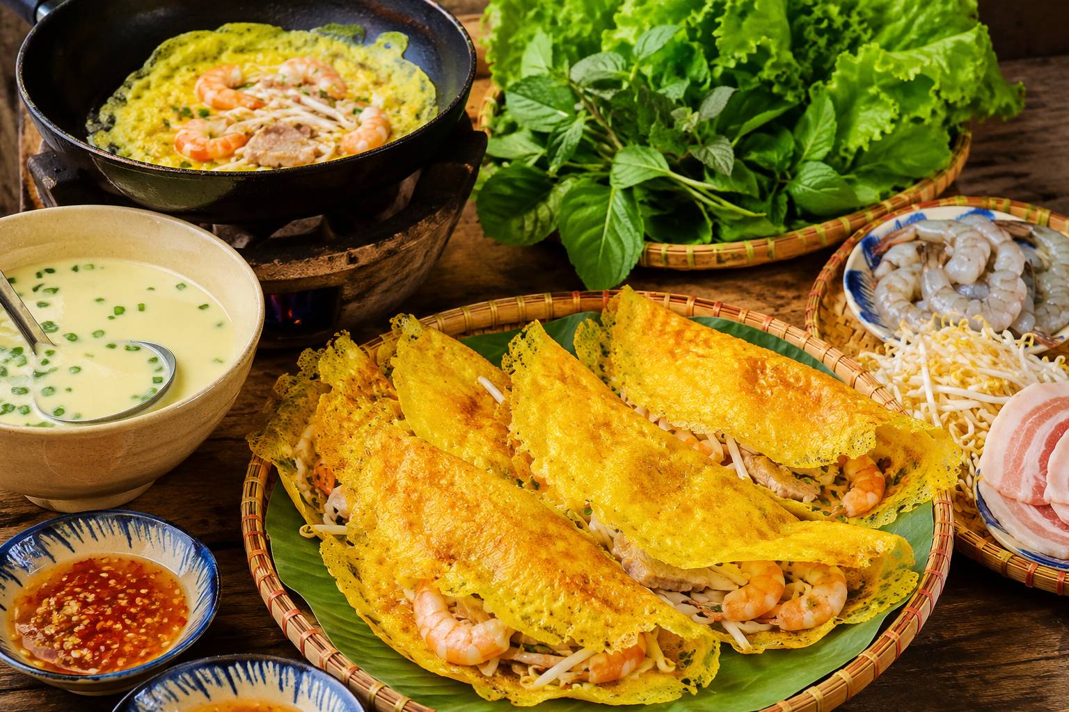 Chuẩn bị nguyên liệu cần thiết để làm bánh xèo thơm ngon 