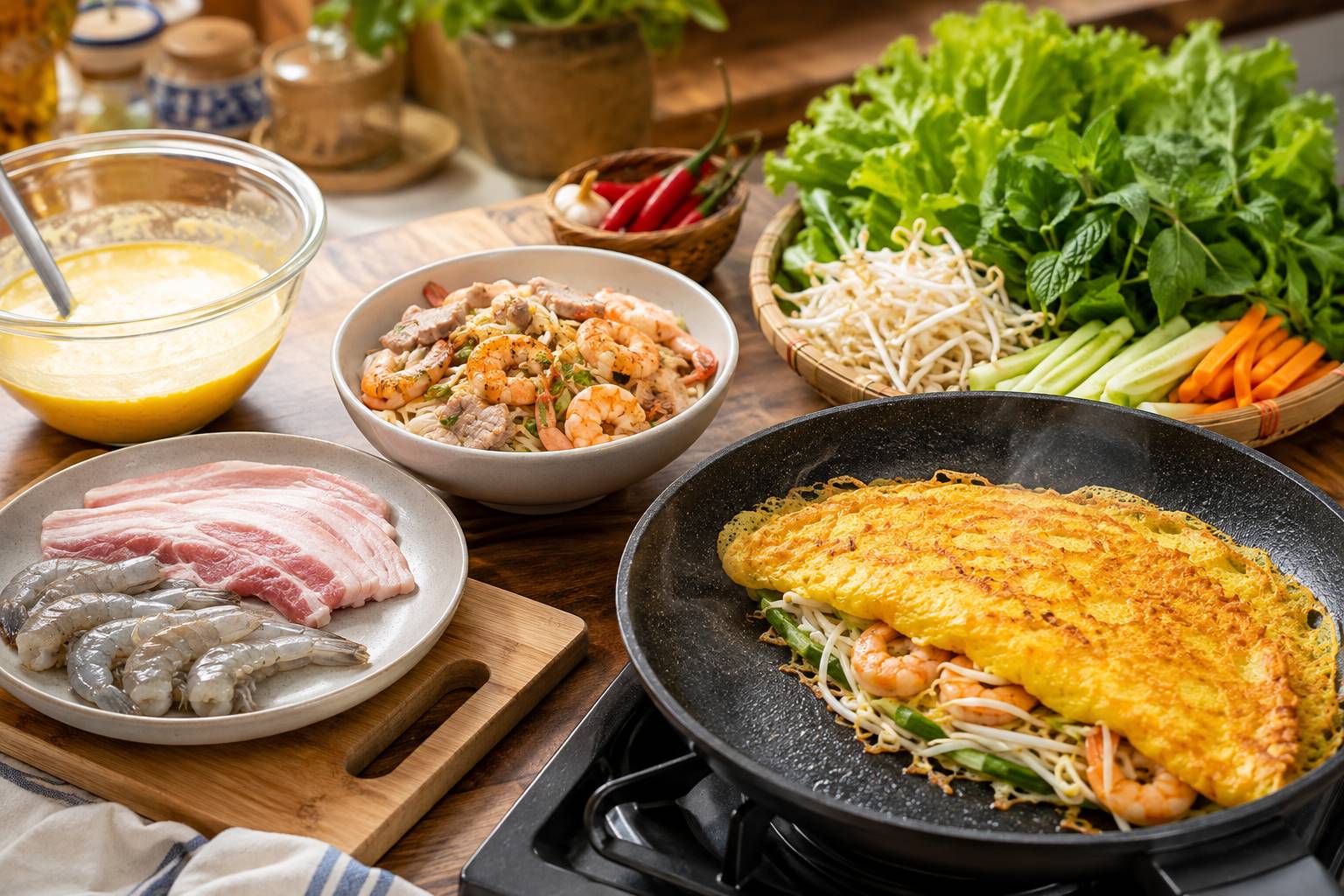 Tôm và thịt sống nên được để riêng với rau ăn trực tiếp