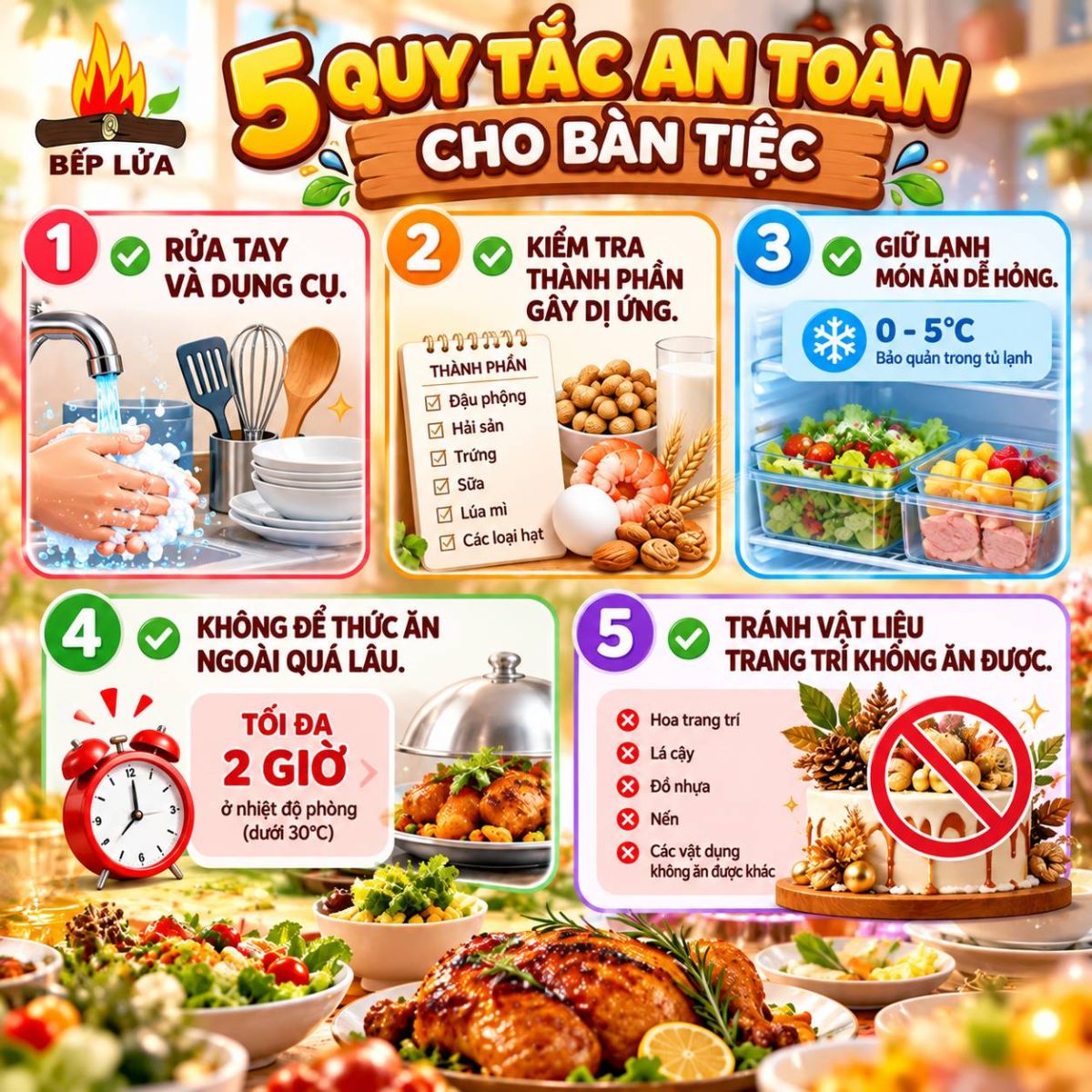 5 lưu ý về vệ sinh, dị ứng và thời gian bảo quản thực phẩm trong tiệc Halloween