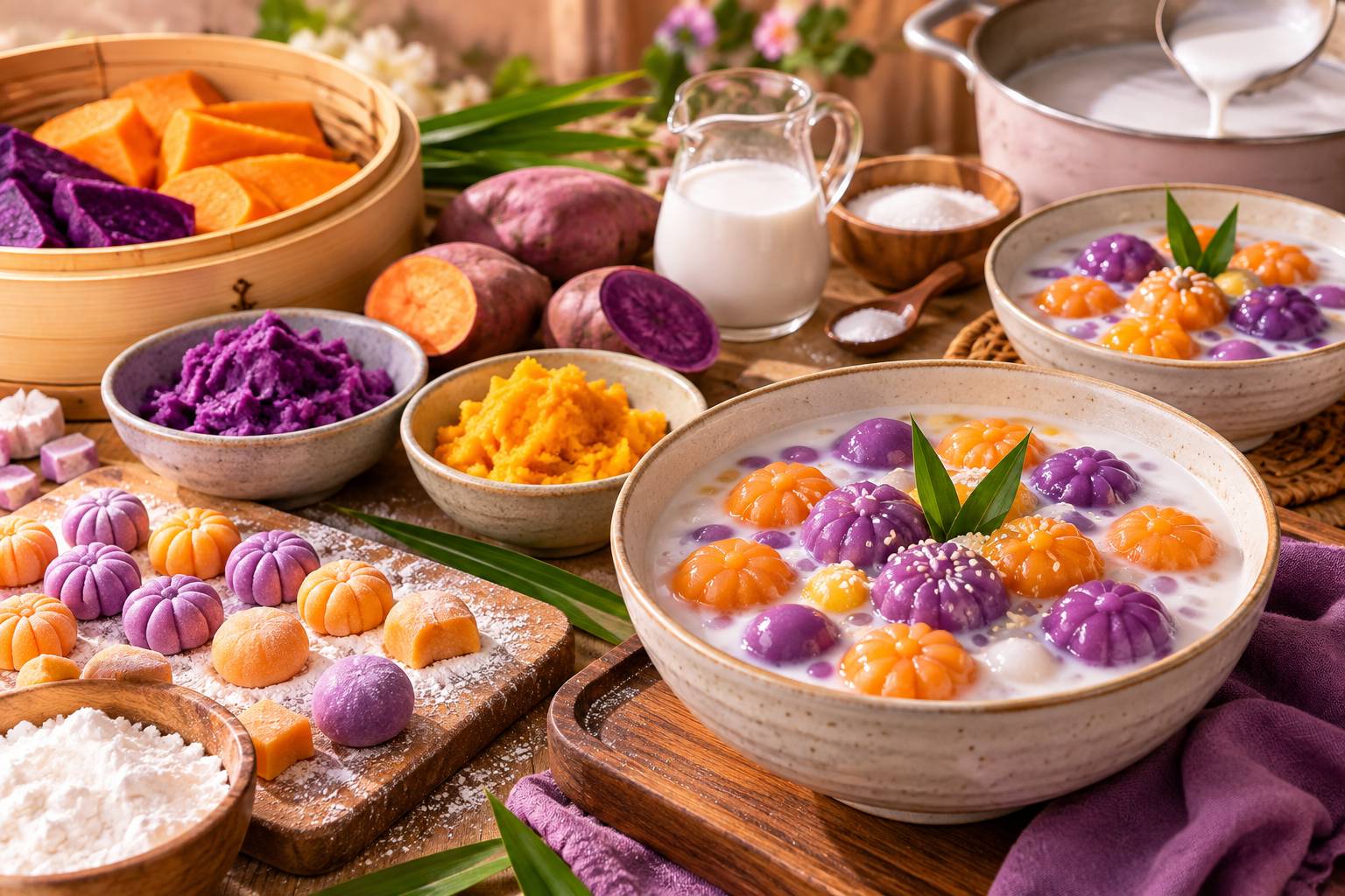 Chuẩn bị các nguyên liệu tươi ngon để làm chè dẻo Halloween trọn vị 