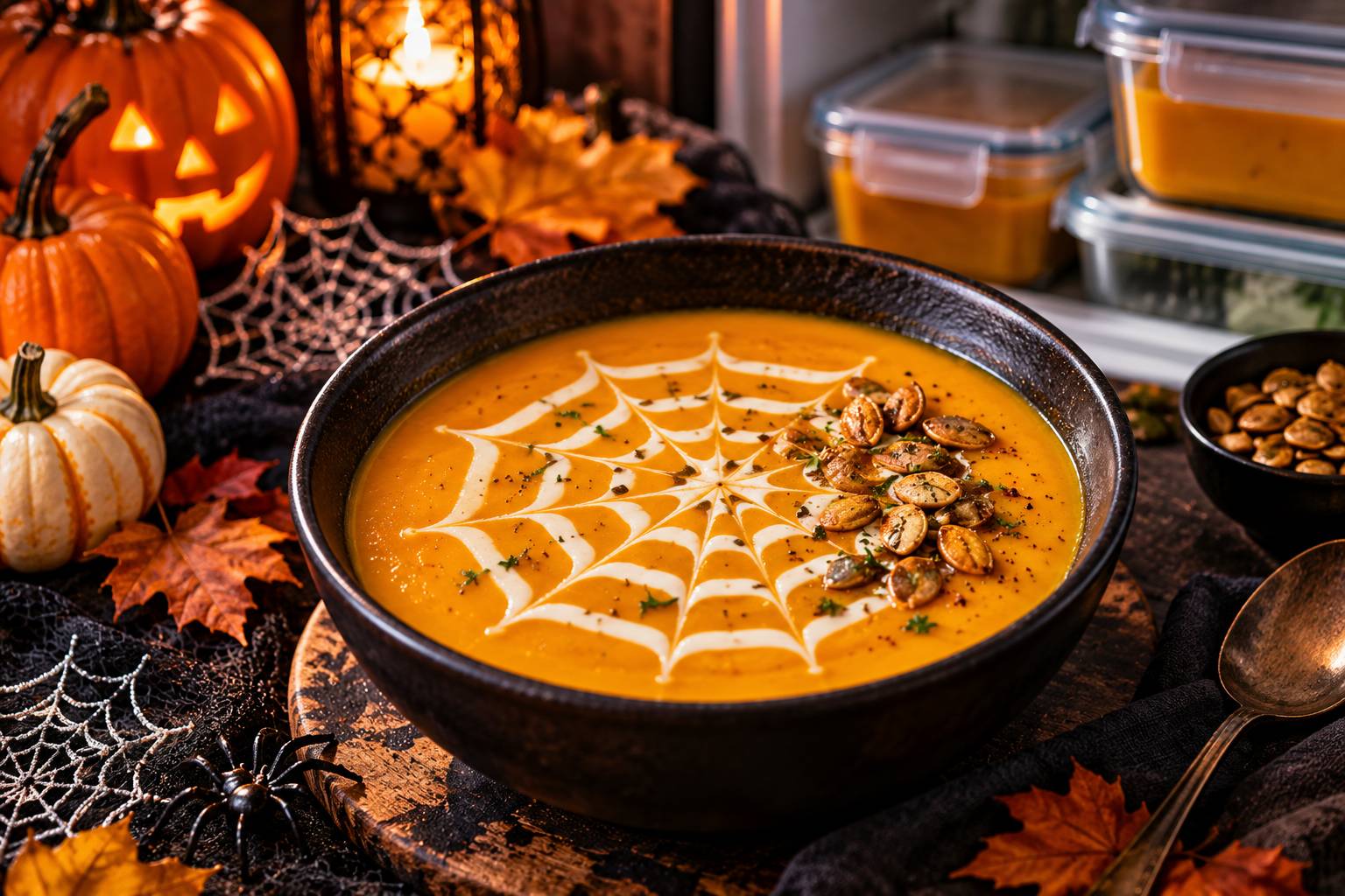 Súp bí đỏ nướng Halloween sánh mịn và bảo quản đúng cách 